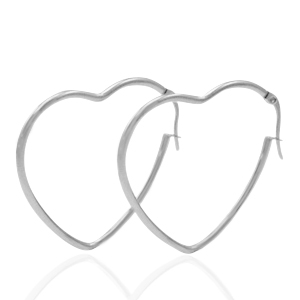 Boucles d'oreilles en acier Inox coeur Argent&eacute;