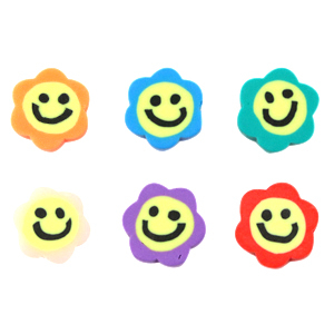 Perles en polym&egrave;re fleur smiley Multicolore