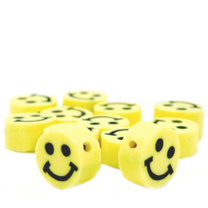 Perles en polym&egrave;re smiley Jaune