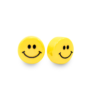 Perles 6 mm smiley Jaune