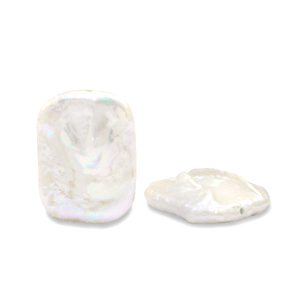 BQ Perles d'eau douce rectangle Blanc naturel