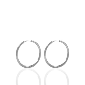Boucles d'oreilles en acier Inox cr&eacute;oles 14mm Argent&eacute;