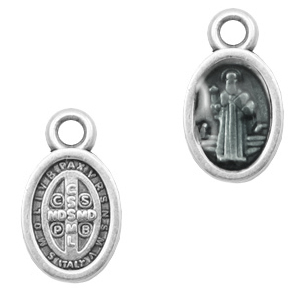 Breloques en m&eacute;tal DQ religieuse ovale Argent antique-noir transparent (sans nickel)