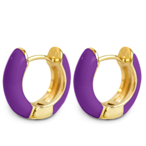 Boucles d'oreilles tendance &eacute;maill&eacute;e 15mm Violet-dor&eacute;