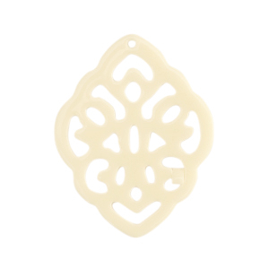 Pendentifs en r&eacute;sine baroque losange Blanc cass&eacute;