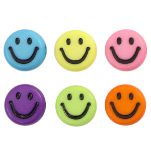 Perles lettres acryliques smiley Multicolore