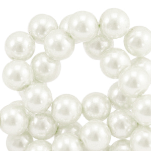 Perles en verre cir&eacute;es 6mm Blanc cass&eacute;