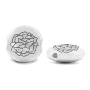 Perles en m&eacute;tal DQ Fleur de naissance Janvier-&OElig;illet Argent&eacute; antique (sans nickel)