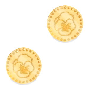 Cabochons Plexx 12mm Fleur de naissance F&eacute;vrier - Violette Dor&eacute;