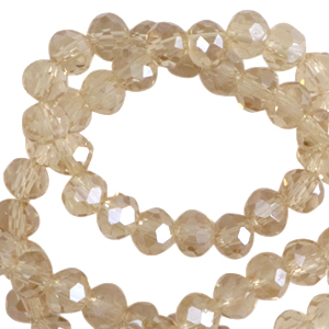 Perles &agrave; facettes 8x6mm disque Heishi Beige latte-pearl shine coating