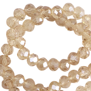 Perles &agrave; facettes 3x2mm disque Heishi Beige latte-pearl shine coating
