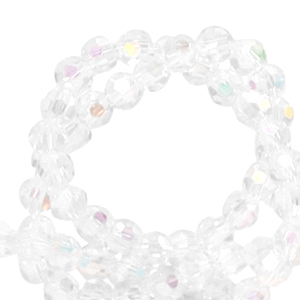 Perles &agrave; facettes rondes 4mm Crystal-AB Coating