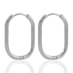 Boucles d'oreilles en acier inox cr&eacute;oles ovale Argent&eacute;