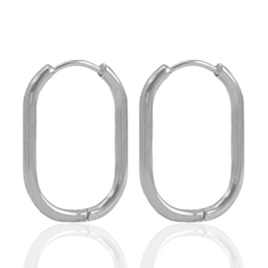 Boucles d'oreilles en acier inox cr&eacute;oles ovale Argent&eacute;
