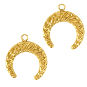 Breloques en acier Inox lune Dor&eacute;