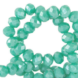 Perles &agrave; facettes 4x3mm disque Heishi Vert Erin-pearl shine coating