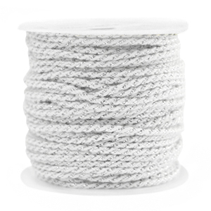 Fil macram&eacute; torsad&eacute; 1.5mm Argent&eacute;-blanc