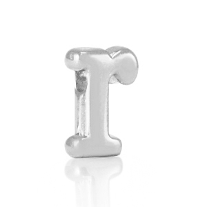 Perles alphabet en m&eacute;tal DQ R Argent&eacute; antique (sans nickel)