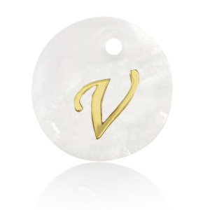 Pendentifs coquillage specials lettre V Dor&eacute;-blanc (couleur naturelle)