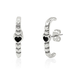 Appr&ecirc;ts en m&eacute;tal DQ boucles d'oreilles coeur Argent&eacute; antique-noir (sans nickel)