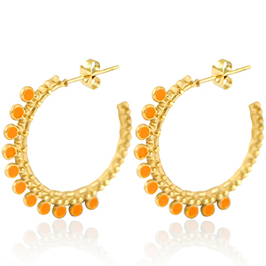 Boucles d'oreilles en acier Inox cr&eacute;oles 30mm Dor&eacute;-orange
