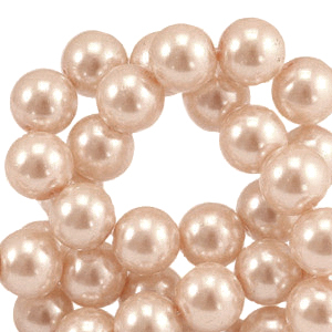 Perles en verre cir&eacute;es 4mm Cr&egrave;me de p&ecirc;che
