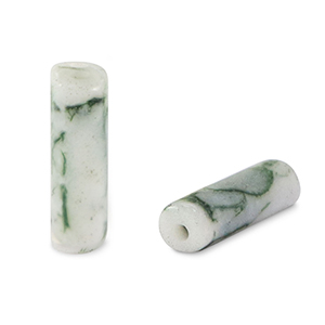 Pierres naturelles perles Agate tube Vert-blanc