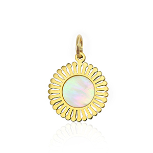 Breloques en acier Inox coquille 12mm Dor&eacute;-blanc (couleur naturelle)