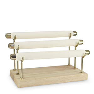 Pr&eacute;sentoir bijoux pour bagues 3 niveaux Naturel-dor&eacute;