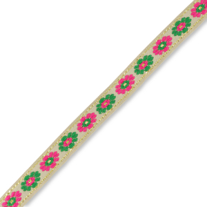 Ruban avec fleurs Beige-vert-rose