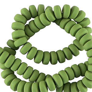 Perles en polym&egrave;re rondelles 7mm Vert basil