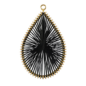 Pendentifs au crochet avec fil macram&eacute; goutte Dor&eacute;-noir