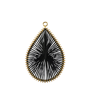 Pendentifs au crochet avec fil macram&eacute; goutte Dor&eacute;-noir