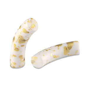 Perles acryliques tube mat Blanc-dor&eacute;