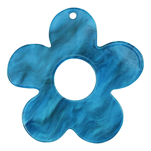 Pendentifs en r&eacute;sine fleur Bleu de prusse