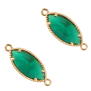 Connecteurs en verre Crystal Glass ovale Vert-dor&eacute;