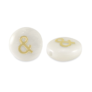 Perles en verre rondelles effet&nbsp;nacr&eacute; "&" Blanc-dor&eacute;