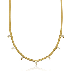 Colliers en acier inox cha&icirc;ne maille serpentine cristal Dor&eacute;-cristal