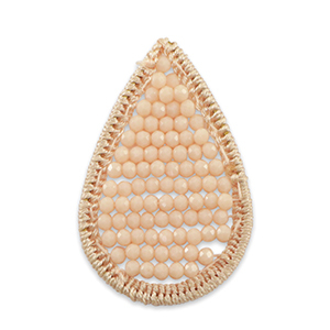 Pendentifs au crochet avec perles &agrave; facettes goutte Rose p&ecirc;che