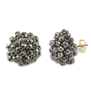 Boucles d&rsquo;oreilles facett&eacute;es avec anneau Argent&eacute;