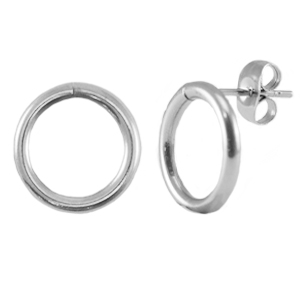 Appr&ecirc;ts en acier Inox boucles d'oreilles / puces d&rsquo;oreilles 14mm Argent&eacute;