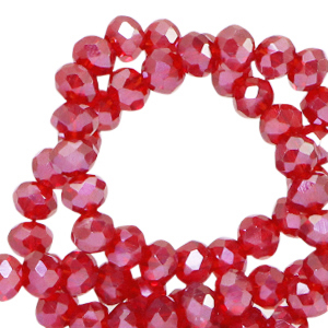 Perles &agrave; facettes 4x3mm disque Heishi Rouge raisin-pearl shine coating