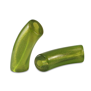 Perles tubes acryliques brillante Vert olive dor&eacute;
