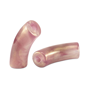 Perles tubes acryliques brillante Rose vintage dor&eacute;