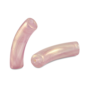 Perles tubes acryliques brillante Rose vintage dor&eacute;