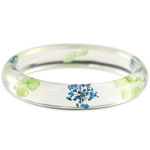 Bracelets tendance avec fleurs s&eacute;ch&eacute;es Vert bleu