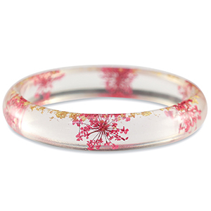 Bracelets tendance avec fleurs s&eacute;ch&eacute;es Rouge rhubarbe-dor&eacute;