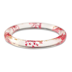 Bracelets tendance avec fleurs s&eacute;ch&eacute;es Rouge rhubarbe-dor&eacute;