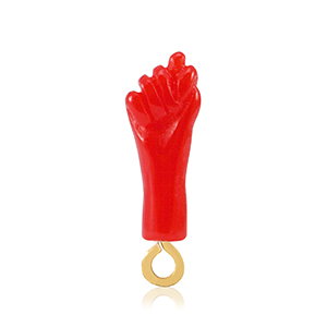 Pendentifs en r&eacute;sine "Mano Fico" Rouge-dor&eacute;