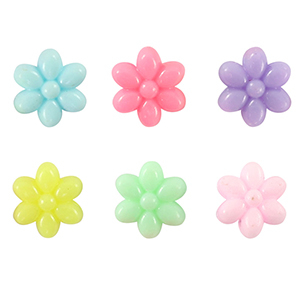 Perles aspect acrylique fleur Multicolore pastel